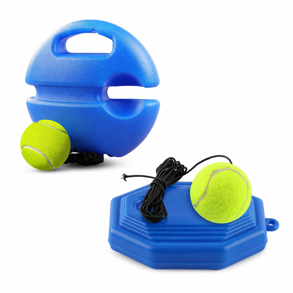 1A-Portable Tennis Trainer Rebound Ball Set Solo Practice Tool with Elastic Cord Training Base for Tennis Practice Anywhere