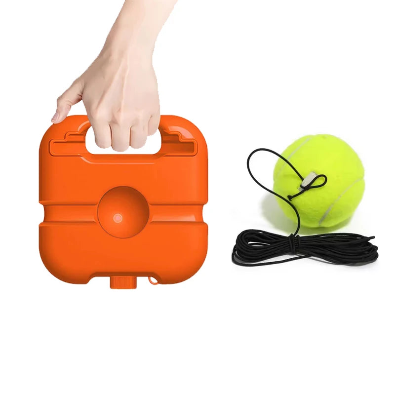 Solo Self-Practice Tennis Training Base with Elastic Rope Ball,Professional Tennis Rebound Trainer, Built-in Racket Storage Slot